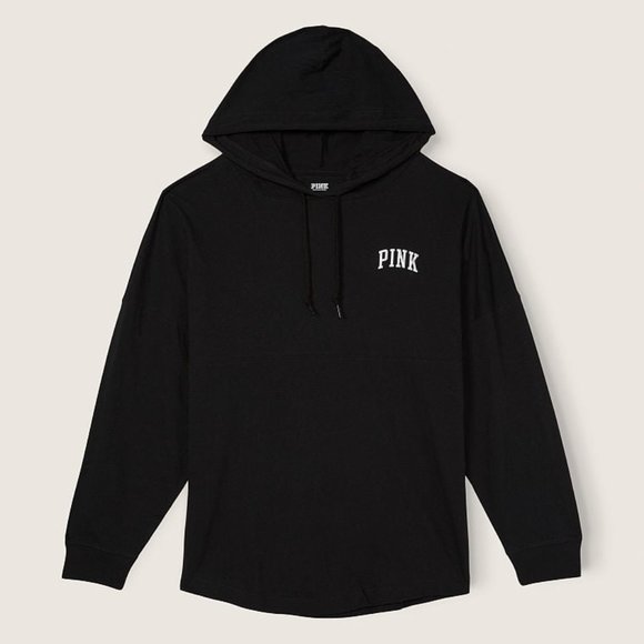 VS PINK COTTON OVERSIZED HOODED T-SHIRT LARGE - Picture 4 of 5